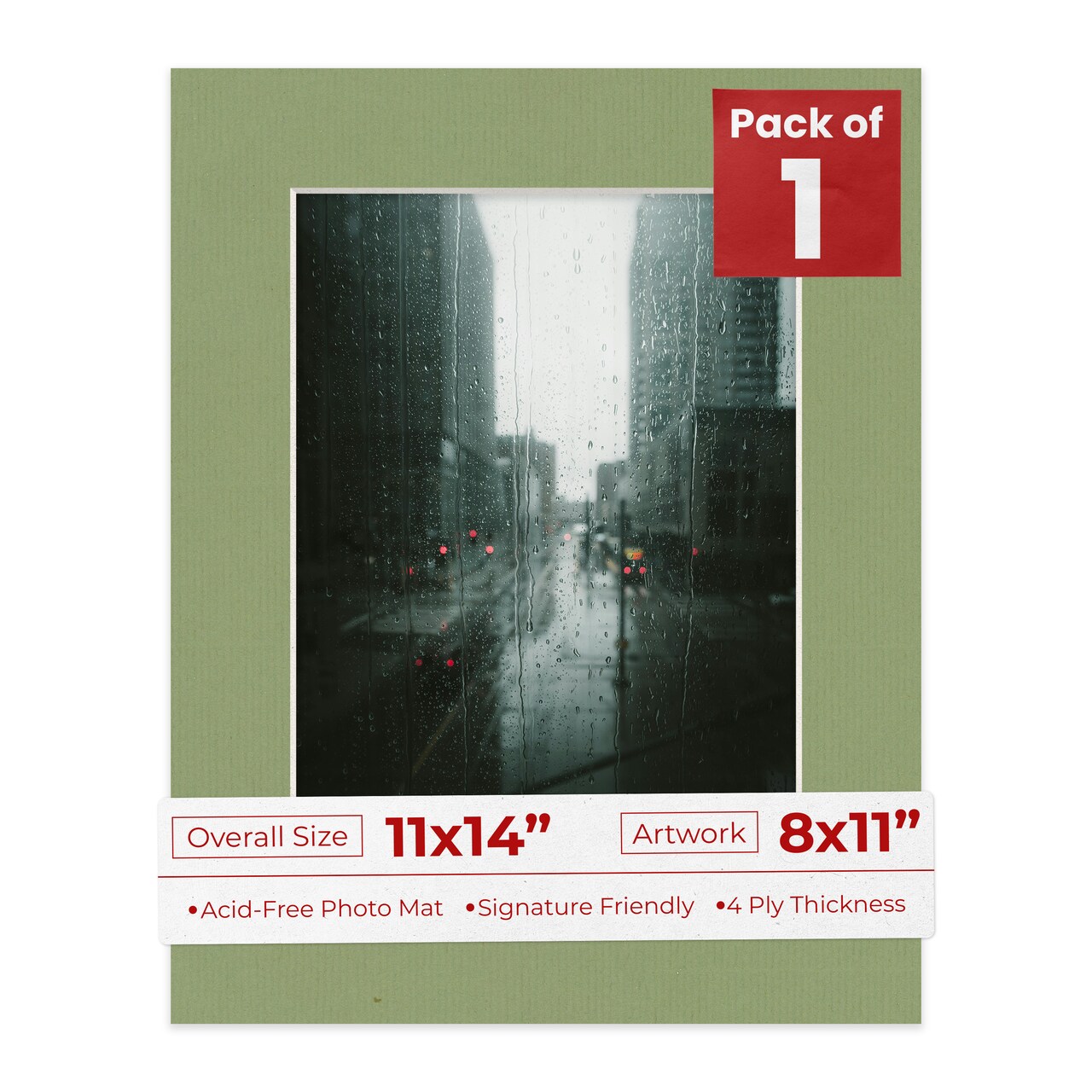 Palm Leaf Green Mat Board for 11x14 Frames - Fits 8x11 Photos